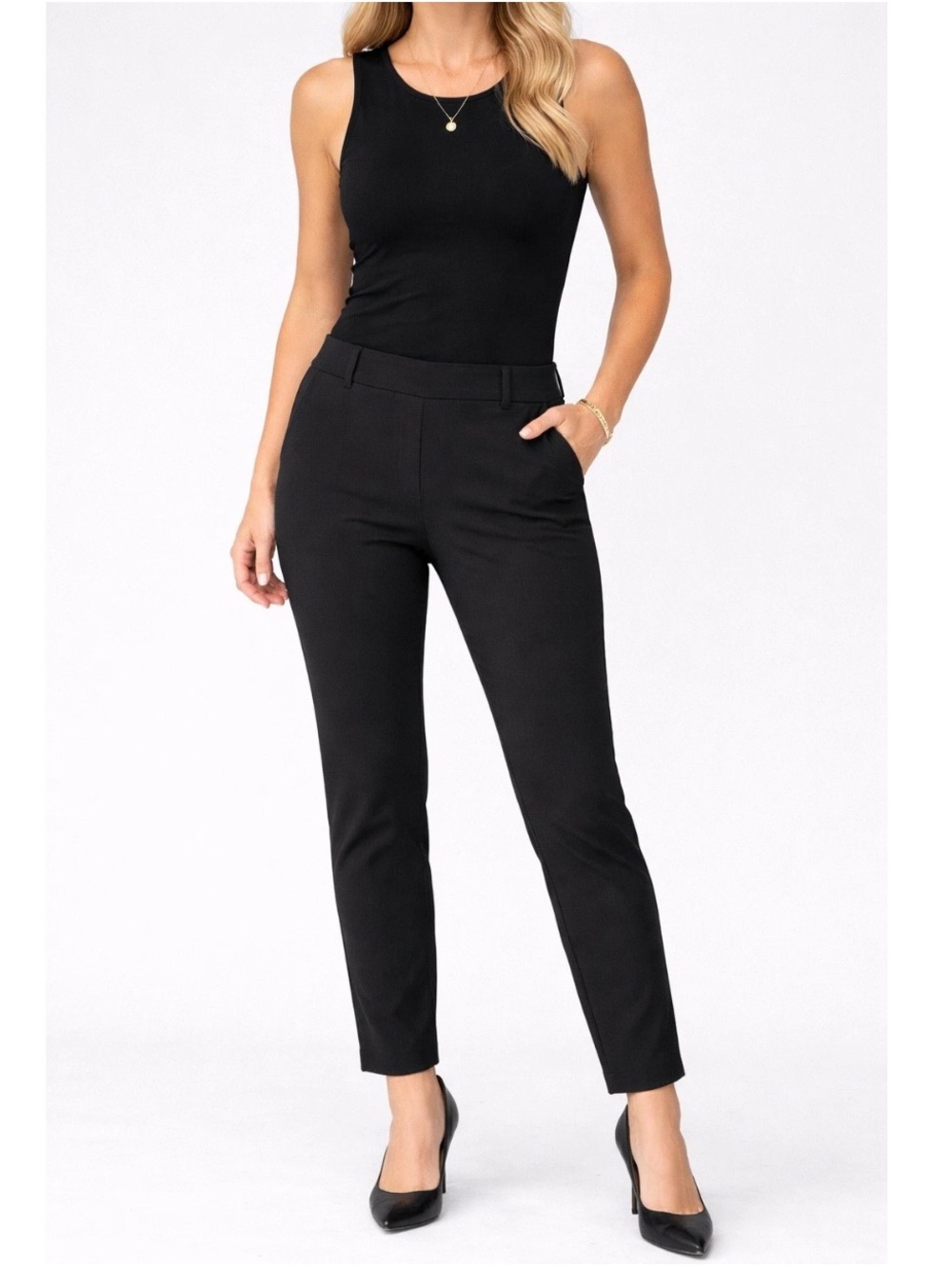 New Quince Size L Tall Black Ultra Stretch Straight Leg Ponte Pants